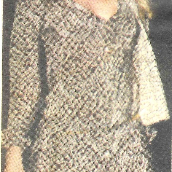 Anna Huling beige/brown silk blouse with abstract "spider web" print - Picture 7 of 14